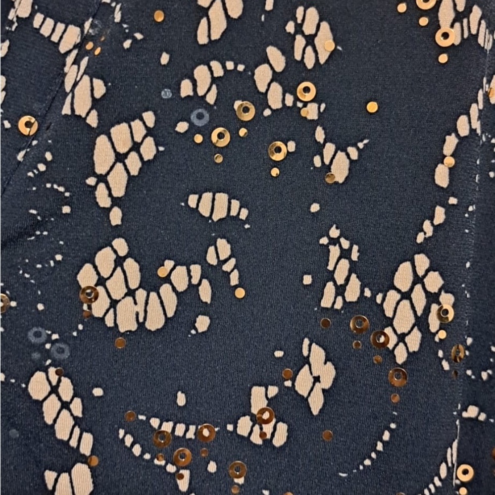 Jm Collection Black Sequin Button-Down Blouse Siz… - image 5